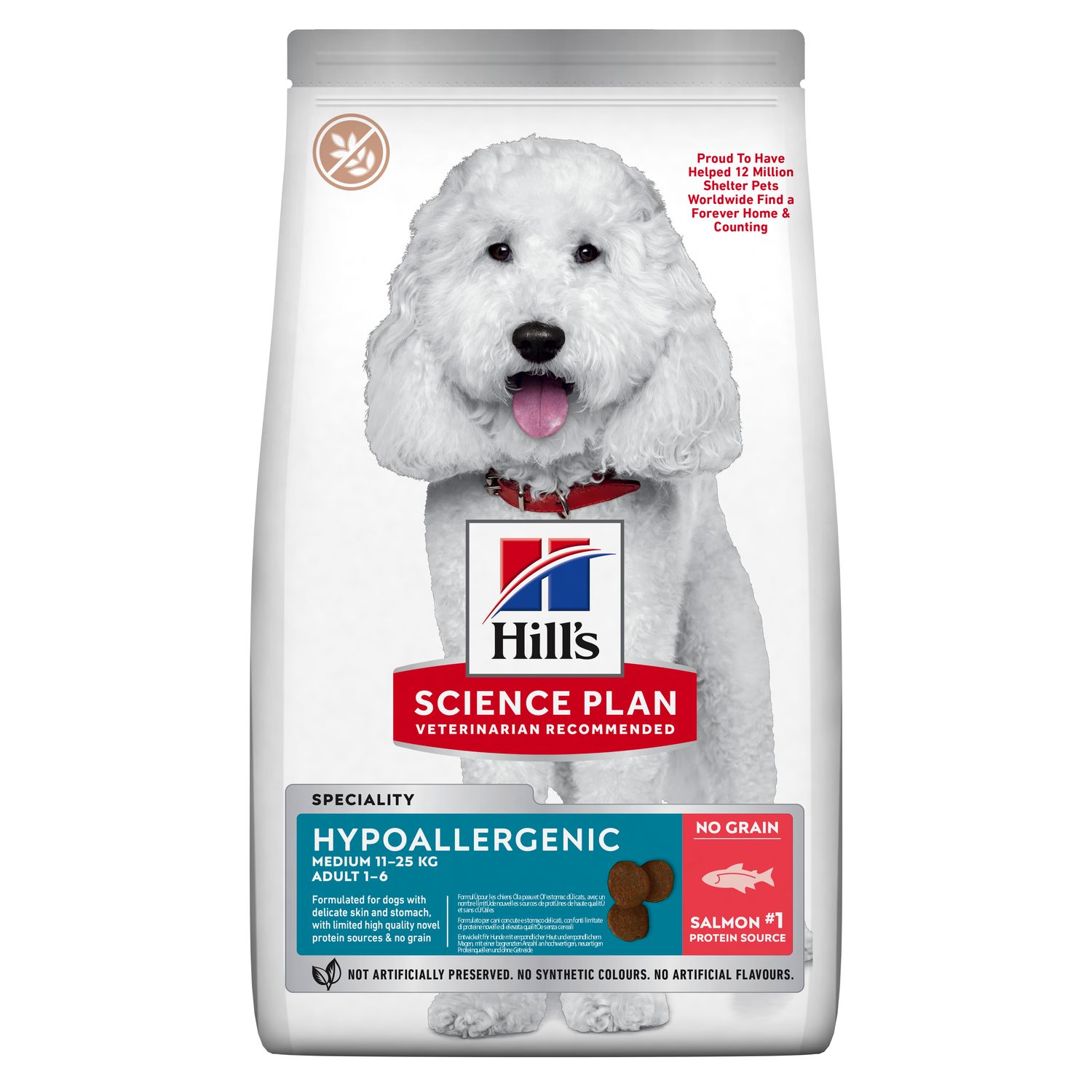 Сухий корм Hypoallergenic для дорослих собак середніх порід (11-25 кг), гіпоалергійний беззерновий, з лососем Зображення пакування