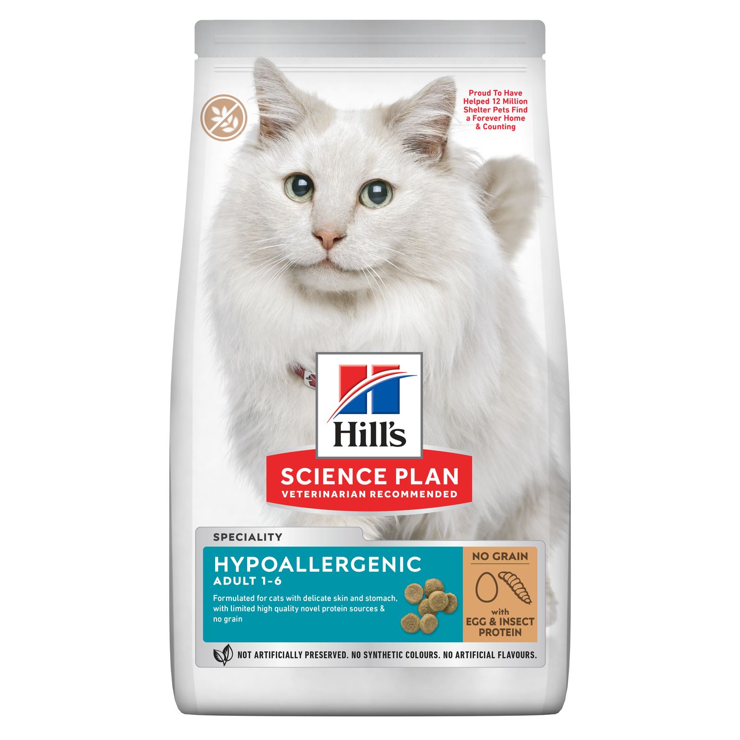 Сухий корм Hypoallergenic для дорослих котів, гіпоалерген беззерновий, з яєчним білком та інсектопротеїном Зображення пакування